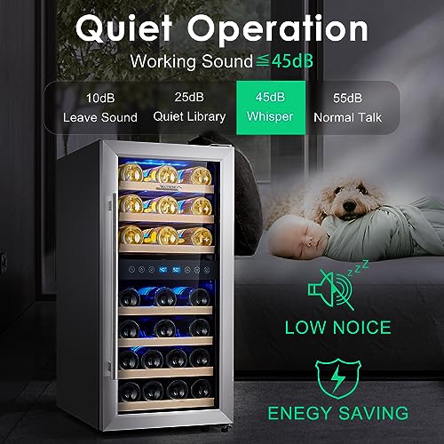 33-Bottle Dual Zone Glass Door Wine Cooler