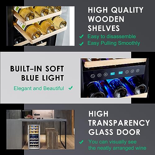33-Bottle Dual Zone Glass Door Wine Cooler