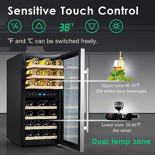 33-Bottle Dual Zone Glass Door Wine Cooler