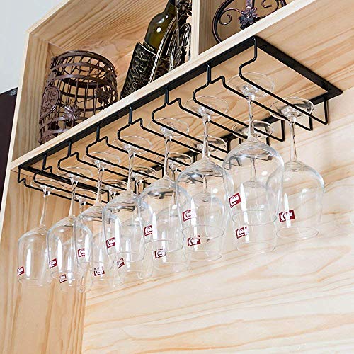 Black Under Cabinet Wine Glass Rack (2 Packs)