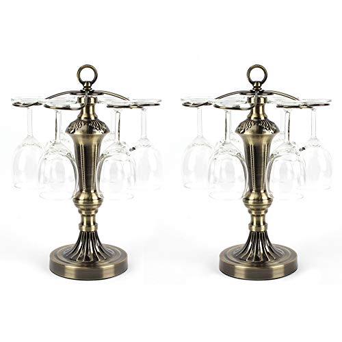 Brass Stemware Holder for 6 Glasses (2 Pack)