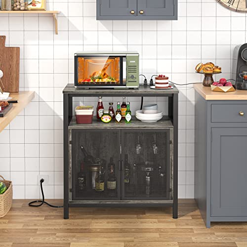 Free-Standing Wine Bar Cabinet with LED Lights