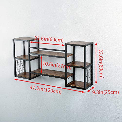 Rustic Wine Rack with Glass Holder & Shelf