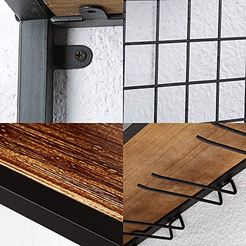 Rustic Wine Rack with Glass Holder & Shelf