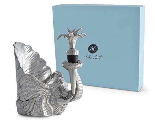 Aluminum Elephant Wine Coaster and Stopper Set