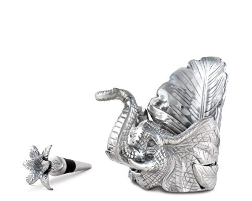 Aluminum Elephant Wine Coaster and Stopper Set