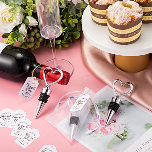 60 Heart-Shaped Wine Stoppers with Decorative Accessories