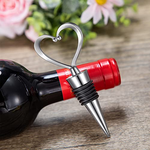 60 Heart-Shaped Wine Stoppers with Decorative Accessories