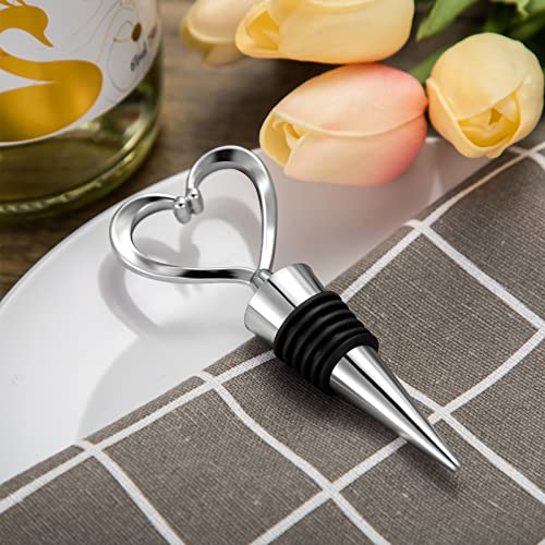 60 Heart-Shaped Wine Stoppers with Decorative Accessories