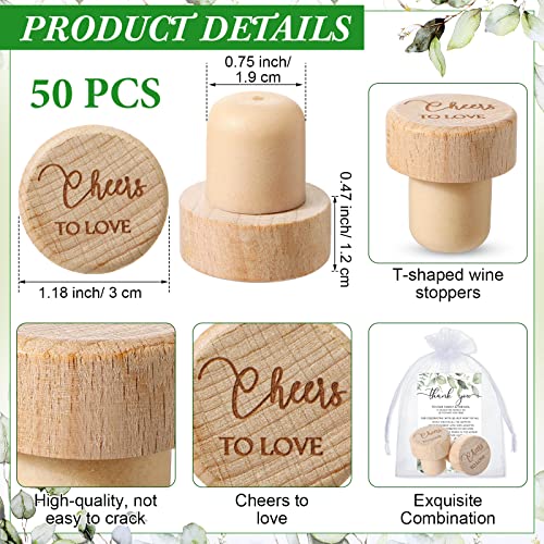 Wooden Wine Stoppers with Greenery Thank You Cards