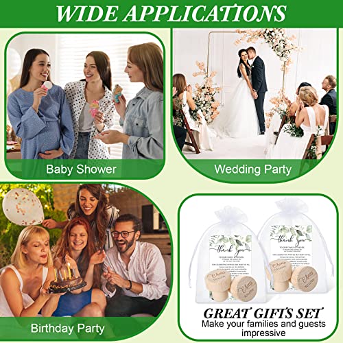 Wooden Wine Stoppers with Greenery Thank You Cards