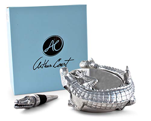 Aluminum Alligator Wine Coaster & Stopper Set