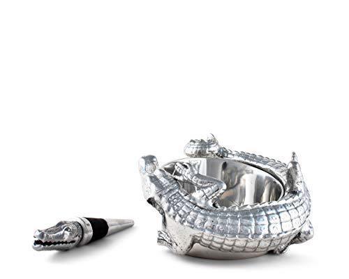 Aluminum Alligator Wine Coaster & Stopper Set