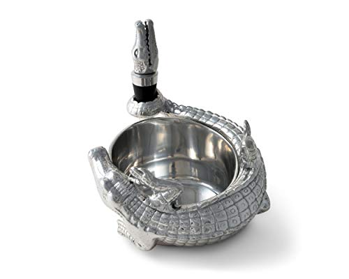 Aluminum Alligator Wine Coaster & Stopper Set