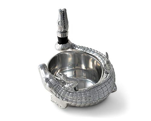 Aluminum Alligator Wine Coaster & Stopper Set