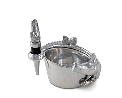 Aluminum Alligator Wine Coaster & Stopper Set
