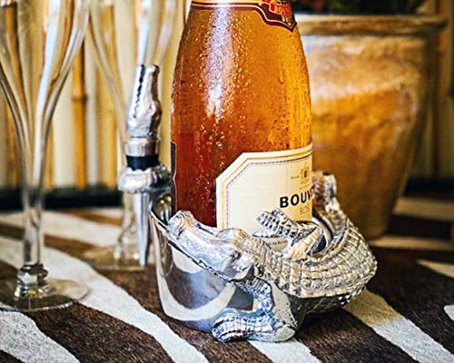 Aluminum Alligator Wine Coaster & Stopper Set