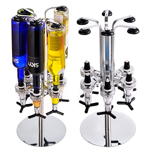 Rotating 6-Bottle Liquor Dispenser Party Pourer Stand