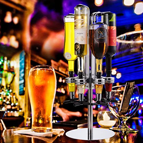 Rotating 6-Bottle Liquor Dispenser Party Pourer Stand