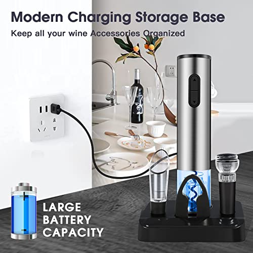Electric Wine Opener Set with Accessories (Silver)