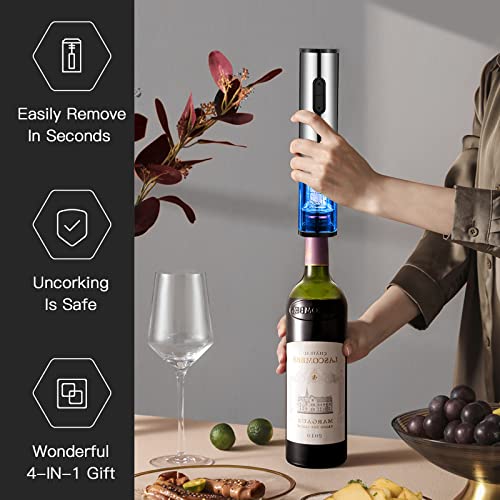 Electric Wine Opener Set with Accessories (Silver)