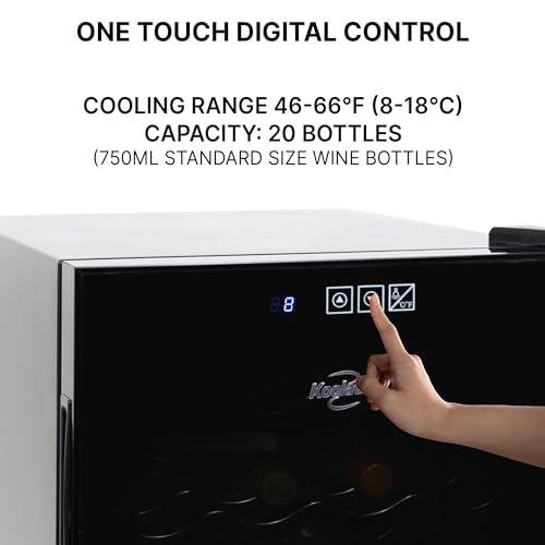 Black Freestanding Wine Fridge for 20 Bottles
