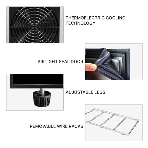 Black Freestanding Wine Fridge for 20 Bottles