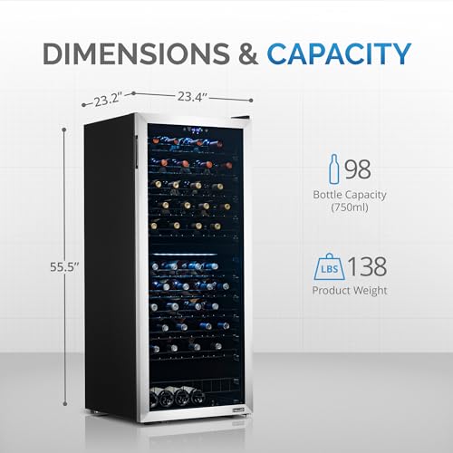 98 Bottle Dual Zone Stainless Steel Wine Cooler