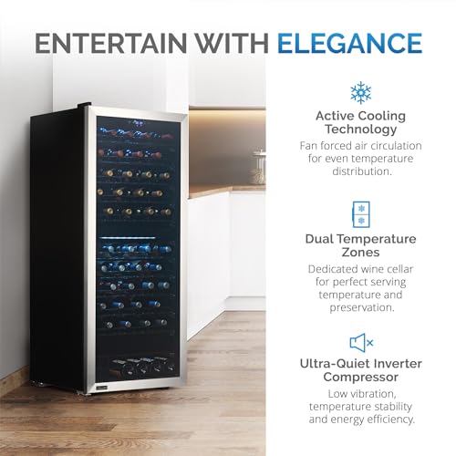 98 Bottle Dual Zone Stainless Steel Wine Cooler