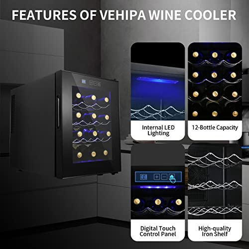 Compact 12-Bottle Wine Fridge with Digital Control