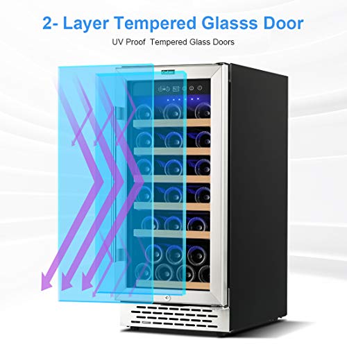 Stainless Steel 30-Bottle Wine Fridge with Digital Control