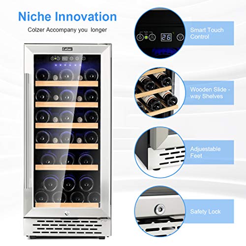 Stainless Steel 30-Bottle Wine Fridge with Digital Control