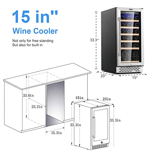 Stainless Steel 30-Bottle Wine Fridge with Digital Control