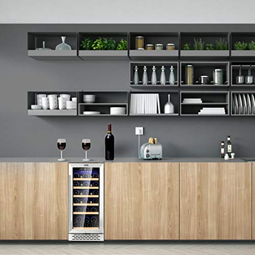 Stainless Steel 30-Bottle Wine Fridge with Digital Control