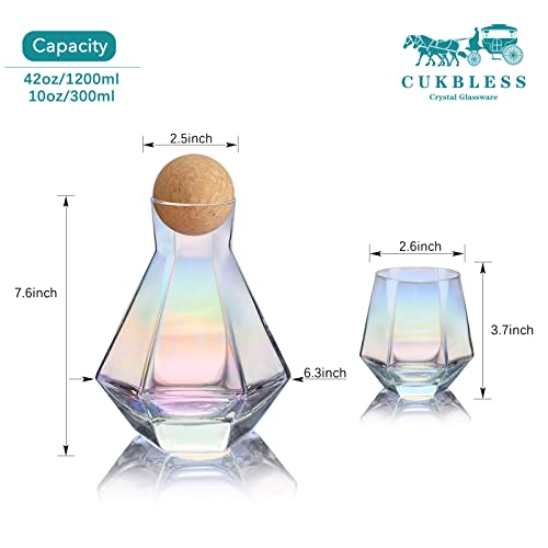 Iridescent Diamond Wine Carafe & Glass Set