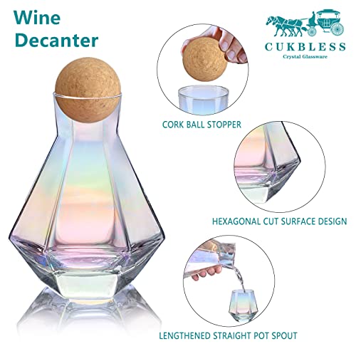 Iridescent Diamond Wine Carafe & Glass Set