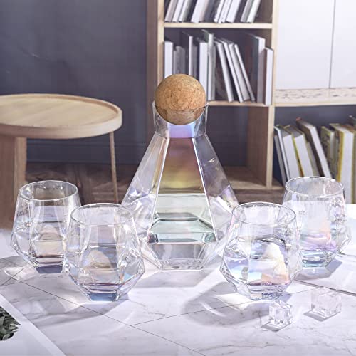 Iridescent Diamond Wine Carafe & Glass Set