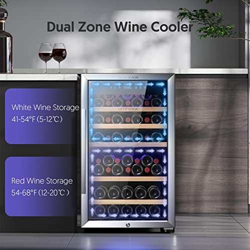 Dual Zone Wine Cooler with Lock - Stainless Steel