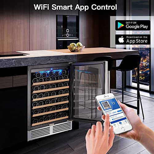 24" Wine Fridge, 52 Bottle Capacity & WIFI Control
