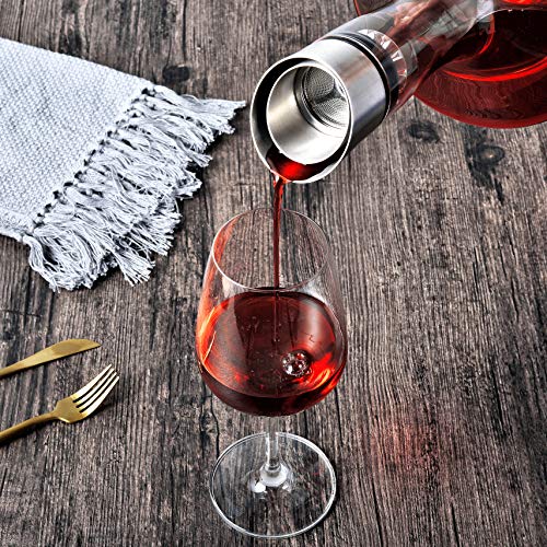 Crystal Wine Decanter with Built-In Aerator/Pourer