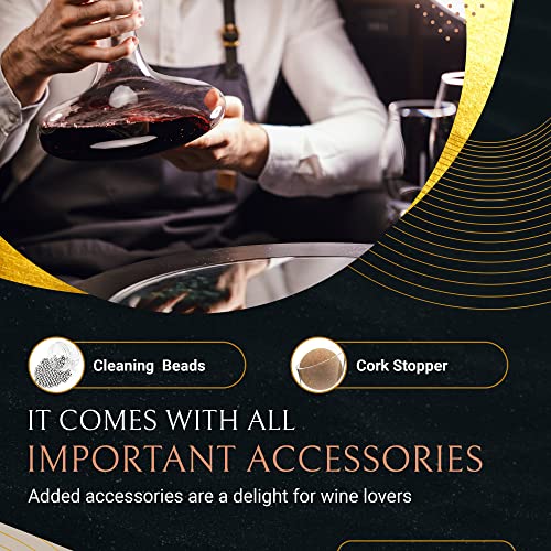 Hand-Blown Crystal Wine Decanter with Stopper and Aerator