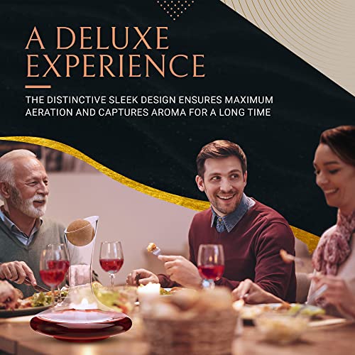 Hand-Blown Crystal Wine Decanter with Stopper and Aerator