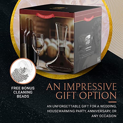 Hand-Blown Crystal Wine Decanter with Stopper and Aerator