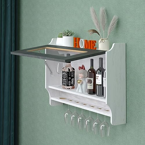 Wall-Mounted Wine Rack with Glass Door & Stemware Hanger