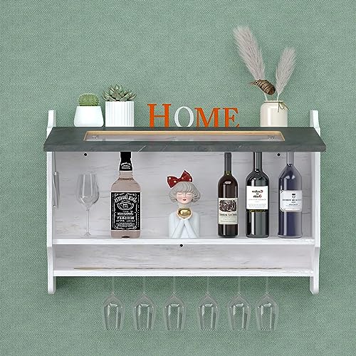 Wall-Mounted Wine Rack with Glass Door & Stemware Hanger