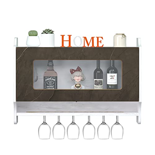Wall-Mounted Wine Rack with Glass Door & Stemware Hanger