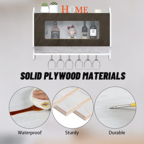 Wall-Mounted Wine Rack with Glass Door & Stemware Hanger