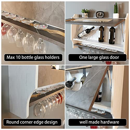 Wall-Mounted Wine Rack with Glass Door & Stemware Hanger