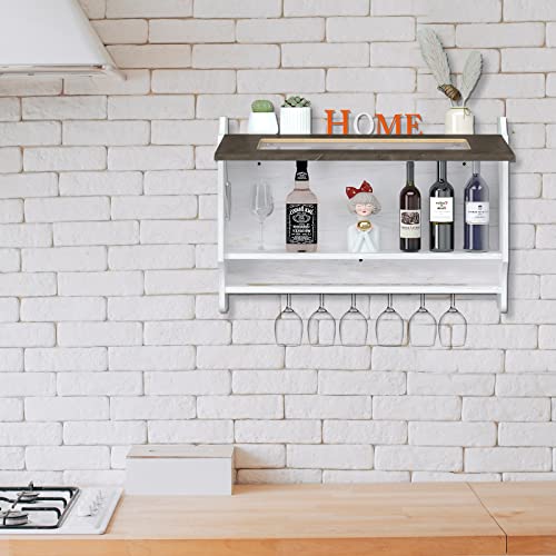 Wall-Mounted Wine Rack with Glass Door & Stemware Hanger