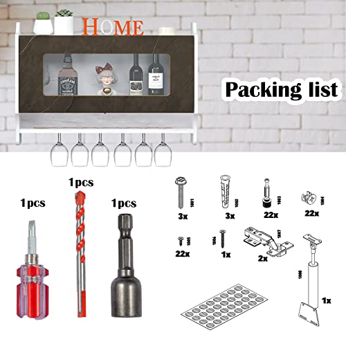 Wall-Mounted Wine Rack with Glass Door & Stemware Hanger